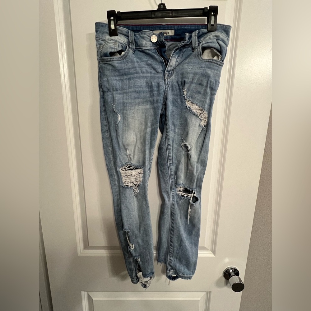 Distressed Light Blue Women's Refuge Skinny Ankle Jeans
